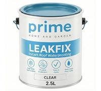 Prime Clear LeakFix Liquid Rubber Coating 2.5L - Instant Waterproof Roof Sealant for Leaks, Cracks, Roof Repairs, Gutters, Drainpipes, Concrete, Brick & Metal Surfaces - One Coat Seal & Waterproofer