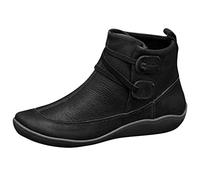 Prime Daily Deals: Wide Fit Women's Work Boots - High Top Leather Shoes with Soft Sole, Wedge Heel, Waterproof - Black