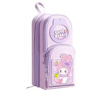 PRIME DEALS Canvas Premium Pencil Case Hang able 6 Layer with 3 Compartment Cute Aesthetic Pencil Case for Girls Large Capacity Pencil Pouch for Kids Cute Stationary Gift for Kids (Cute Rabbit Pink)
