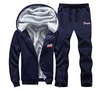 Prime Deals Cocila Men's Casual Coat Pant Suit Letter Print Two Plush Hooded Pocket Coat Drawstring Solid Warm Pants Set Tuxedo for Big Men Tracksuit Bottoms Men 34' Extra Long Leg Sale Clearance