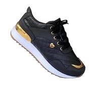 Prime .Deals of The Day Ladies Trainers Wide Fit Wedge Tennis Sneakers Casual Fashion Non Slip Athletic Shoes Lightweight Low Top Lace Up Orthopedic Orthopaedic Shoes for Women Black 4