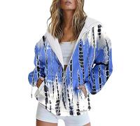 Prime Deals of The Day Prime Sale Hoodies for Women UK Clearance Fashion Graphic Print Long Sleeve Full Zip Sweatshirts Lightweight Drawstring Hooded Sweatshirt Under 5 Pounds Clearance