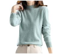 Prime Deals of The Day Prime Sale Oversized Sweatshirt Women New Half High Collar Knitted Sweater Women's Autumn And Winter Short Pullover Solid Color Today Deals of The Day (Green, XL)