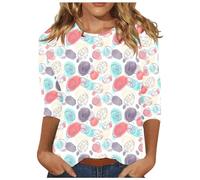 Prime Deals Plus Size Blouses for Women Women's Spring/Summer Round Neck Happy Easter Printed 3/4 Sleeve Loose Casual T Delete My Order History on Amazon Delivery Time for My Order Today Pink