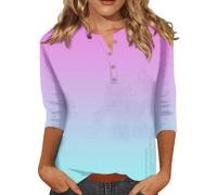Prime Deals Plus Size Blouses for Work Women's Fashion Button Up 3/4 Length Sleeve Solid Color T Shirt Shirt Top Cotton Amazon Voucher Amazon Voucher 100 Pounds Sky Blue