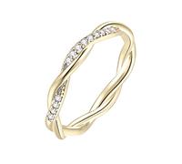 Prime Deals Today Simple 14K Gold Plated Sterling Silver Cubic Zirconia Twisted Rope Eternity Band for Women, Adjustable Rings, Bride Wedding Engagement Twist Ring for Love Promise