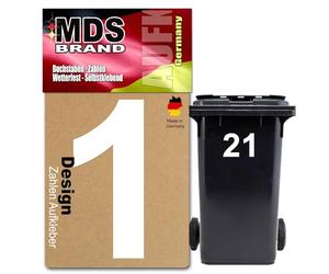 Prime Design 15 cm Number Stickers, Self-Adhesive House Numbers for Sticking, Adhesive Numbers for Wheelie Bin, Letterbox & House Number, Ideal for Outdoor and Indoor, Adhesive Numbers are White (1.15