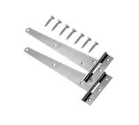 Prime DIY 1 Pair 150mm T-Hinge Zinc Japanned - Heavy Duty Metal Tee Hinges with Rustproof, Weather Resistant Powder Coating - Strong T Strap Hinges Ideal for External Gates, Doors & Garden Sheds