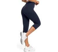 Prime fashions 3/4th Length Stretchy Leggings for Women, Mid Waisted Elastic Bottom Ware (2XL, Navy Blue)