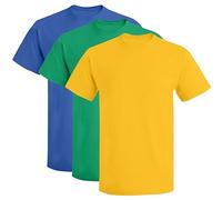 Prime fashions 3 Pack Kids Crew Neck Short Sleeve T Shirts Unisex Classic Fit Plain Cotton Rich Shirt Royal Yellow Kelly 3-4 Years