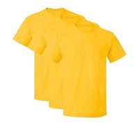 Prime fashions 3 Pack Kids Crew Neck Short Sleeve T Shirts Unisex Classic Fit Plain Cotton Rich Shirt Yellow 12-13 Years
