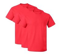 Prime fashions 3 Pack Kids Crew Neck Short Sleeve T Shirts Unisex Classic Fit Plain Cotton Rich Shirt Red 9-11 Years