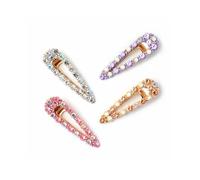 Prime Fashions 4 Pcs Rhinestone Hair Clips - Shining Bling Barrettes for Women, Girls & Kids - Ideal for Daily Wear & Special Occasions