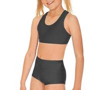 Prime fashions Girls Crop Top & Hot Paints - Gymnastics, Dance, Ballet Kids Nylon Costume (Black, 7-8 Years)