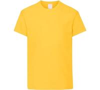 Prime fashions Kids Value Weight Crew Neck Plain T-Shirt Short Sleeve Casual Tees for Boys Cotton Tops for Children Yellow