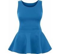 Prime fashions- Ladies Plain Sleeveless Peplum Top - Skater - Round Collar Neck - Dress for Women - Perfect for Dance, School, Office, Casual Wear (as8, Alpha, s, m, Regular, Regular, Teal)