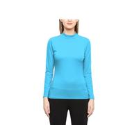 Prime fashions - Ladies Turtle Neck Long Sleeved Stretch Plain Polo Top Womens Jumper (M-L, Turquoise)