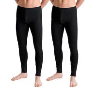 Prime fashions Mens 2 Pack Thermal Long John Bottom Ultra Soft Brushed Inside Warm Underwear for Winter and Coolest Weathers Black