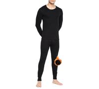 Prime fashions Mens Thermal long John Set Ultra Soft Brushed Inside Warm Underwear for Winter and Coolest Weathers Black