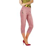 Prime Fashions Women Cropped Capri Trousers ¾ Length Ladies Cherry Berry Summer Pull on Trousers with Elasticated Waist UK Size from 10-20 Dusty Pink, 14