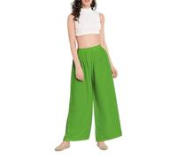 Prime fashions - Women Plain Flared Palazzo - Trousers - Wide Leg Flared Pants - Elasticated Waist - Casual Wear (24-26 Jet Green)
