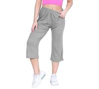 Prime fashions Women’s Flared Wide Leg Stretch Shorts 3/4 Trouser Palazzo (16, Light Grey)