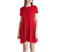 Prime fashions Women’s Plain Short Sleeve Ladies Party Swing Skater Dress Versatile & Comfortable Summer wear (M-L, Red)