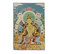 Prime Feng Shui Silk Embroidery Tibetan Thangka with Buddhism Green Tara Wall Hanging for Home Décor Thangka Meditation