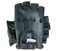 PRIME FINGERLESS REAL LEATHER DRIVING GLOVES MOTORBIKE CYCLING HALF FINGER 309 (ELEPHANT GREY, L)