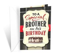 Prime Greetings Brother Birthday Card, Made in America, Eco-Friendly, Thick Card Stock with Premium Envelope 5in x 7.75in, Packaged in Presentation Mailer