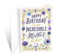 Prime Greetings Mother In Law Birthday Card, Made in America, Thick Card Stock with Premium Envelope Packaged in a Reusable Presentation Mailer, Eco-Friendly, 5in x 7.75in