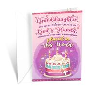 Prime Greetings Religious Birthday Card For Granddaughter, Made in America, Eco-Friendly, Thick Card Stock with Premium Envelope 5in x 7.75in, Packaged in Protective Mailer