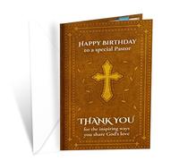 Prime Greetings Religious Birthday Card For Pastor, Made in America, Eco-Friendly, Thick Card Stock with Premium Envelope 5in x 7.75in, Packaged in Protective Mailer