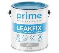 Prime Grey LeakFix Liquid Rubber Coating 2.5L - Instant Waterproof Roof Sealant for Leaks, Cracks, Roof Repairs, Gutters, Drainpipes, Concrete, Brick & Metal Surfaces - One Coat Seal & Waterproofer