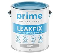 Prime Grey LeakFix Liquid Rubber Roof Paint - 5 Litres - Instant Waterproof Roof Coating for Leaks, Cracks, Roofing Repairs, Gutters, Drainpipes, Concrete, Brick & Metal