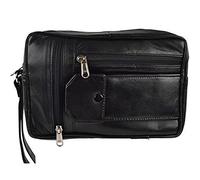Prime Hide Gents Black Leather Handy Wrist Travel Pouch Manbag Utility