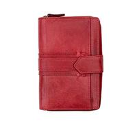 Prime Hide Large Trifold Leather Purse, Women's Designer Popper Opening Red