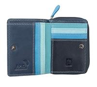 Prime Hide Luxury Small Multicolour Woman’s Leather Purse - RFID Blocking Women's Bifold Wallet Ladies Designer Purses Popper Opening Soft Premium Leathers - Navy Blue