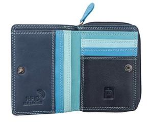 Prime Hide Luxury Small Multicolour Woman’s Leather Purse - RFID Blocking Women's Bifold Wallet Ladies Designer Purses Popper Opening Soft Premium Leathers - Navy Blue