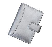 Prime Hide Soft Genuine RFID Blocking Leather Compact Credit Debit Card Holder Case with Removable Plastic Sleeves - Silver