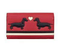Prime Hide Woman's Red Leather Purse RFID Blocking Dachshund Dogs Dog Theme Flapover Matinee