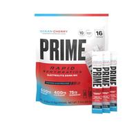 Prime Hydration+ Rapid Rehydration Sticks Ocean Cherry Hydration Powder Single Serve Sticks, Electrolyte Powder On The Go, Low Sugar, Caffeine-Free, Vegan, 16 Count
