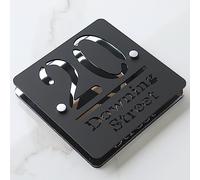 Prime Large Laser Cut House Signs 3D/4D Effect Door Number Address Sign Plaques Address Numbers 180mm x 180mm - Mirror Silver Black
