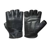 PRIME LEATHER Fingerless Motorbike Cycling Driving Gloves 309-312-313-314 Multi color (312-Black, L)