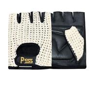 Prime Leather New Ultimate Finger Less Design Net Cycle Padded Gloves Biker Fitness Gym Body Building Weight Lifting Glove 411 (Black With White Net, M)