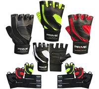 Prime Leather New Ultimate Superior And Comfortable Fingerless Weight Lifting Body Building Gym Fitness Training Long Wrist Gloves 117 (Black-Red, M)
