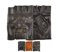Prime Leather Quality Fingerless Gloves Real Leather Soft Weight Training Bicycle Wheelchair Bodybuilding Weightlifting Gym Black Brown Light Brown S Brown