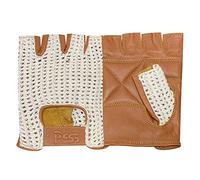 Prime Leather REAL LEATHER FINGER LESS GLOVE WITH NET GYM TRAINING BUS DRIVING CYCLING GLOVES TAN-WHITE MESH (TAN-WHITE, MEDIUM) 403
