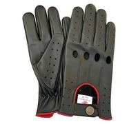 PRIME LEATHER TOP QUALITY REAL SOFT LEATHER MEN'S WITHOUT LINING DRIVING GLOVES RETRO GLOVE IN TEN BEAUTIFUL COLOURS 507 (Black(red piping), LARGE
