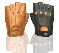 Prime Leather Veste de qualité supérieure en cuir souple Demi Doigt Gants de conduite moto Bus Driver doigts moins 314 314-Black moyen